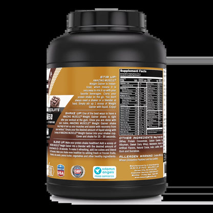 Whey Protein Gainer Chocolate Flavor 6 Lbs Supplement | Non-Gmo | Gluten Free | Made in USA