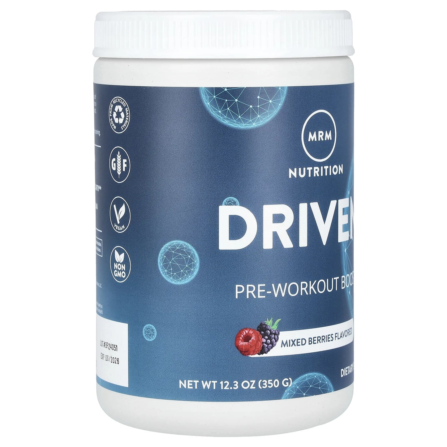Driven, Pre Workout Powder, Mixed Berries, 29 Servings