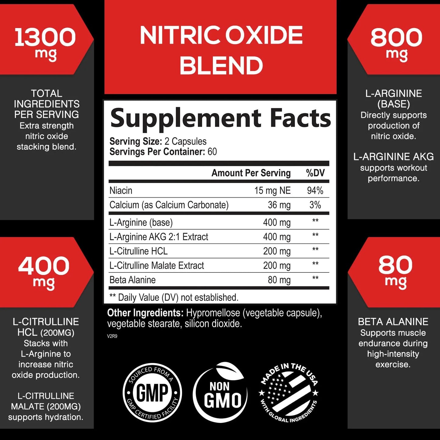 Extra Strength Nitric Oxide Supplement 3X Strength L Arginine, Citrulline Malate, AAKG, Beta Alanine - Premium Muscle Supporting Nitric Booster - Natural Energy & Heart Health Support - 120 Capsules