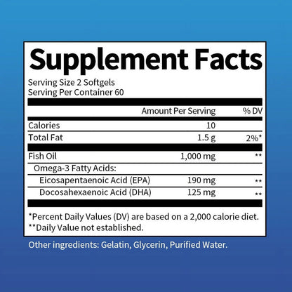 (3 Pack)Fish Oil Omega 3 Supplements - Supports Heart Health, 1000 Mg Fish Oil, Omega-3, EPA&DHA,120 Softgels