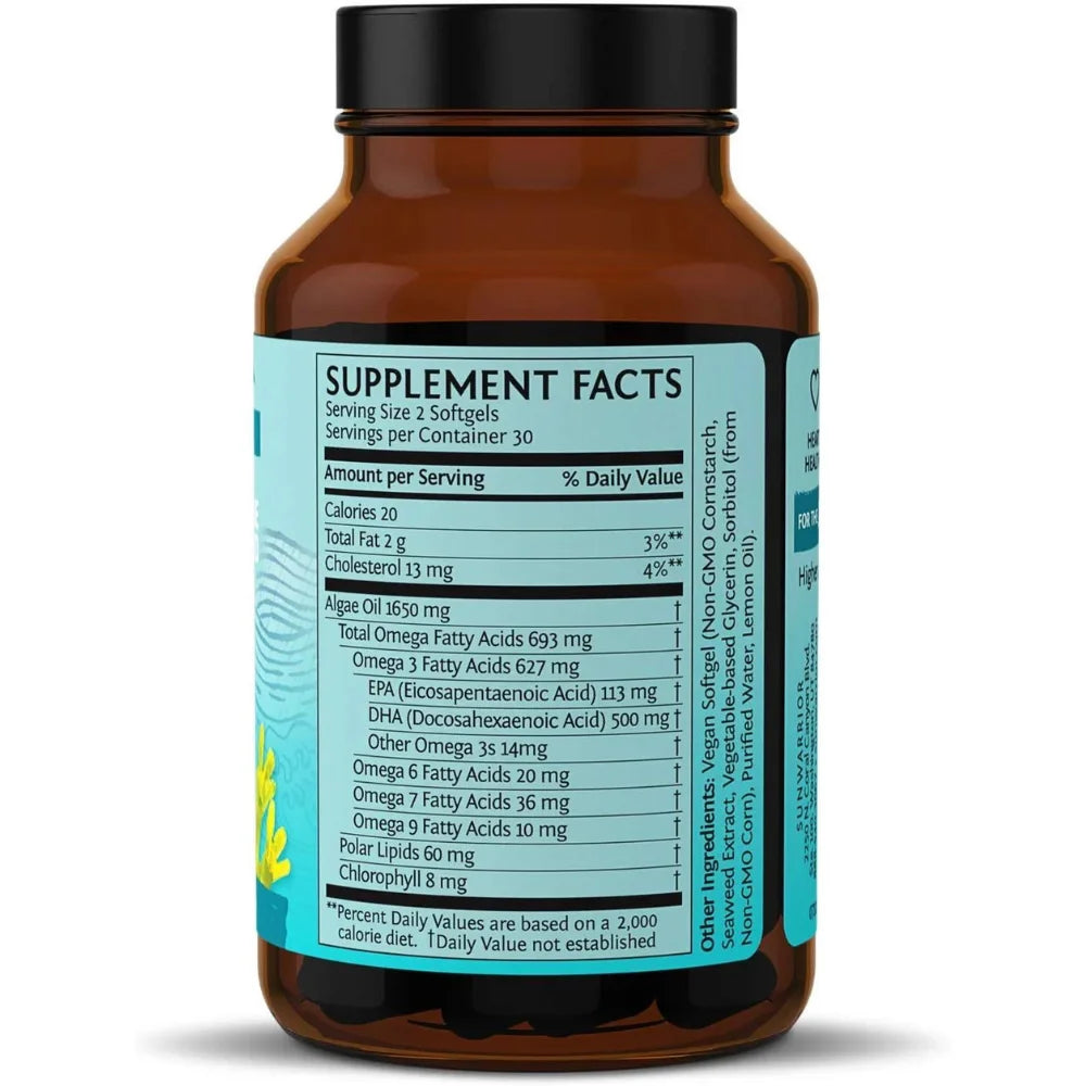 Vegan Omega 3 Fish Oil Supplement | Omega 3 DHA & EPA for Brain and Heart Support, 60Ct