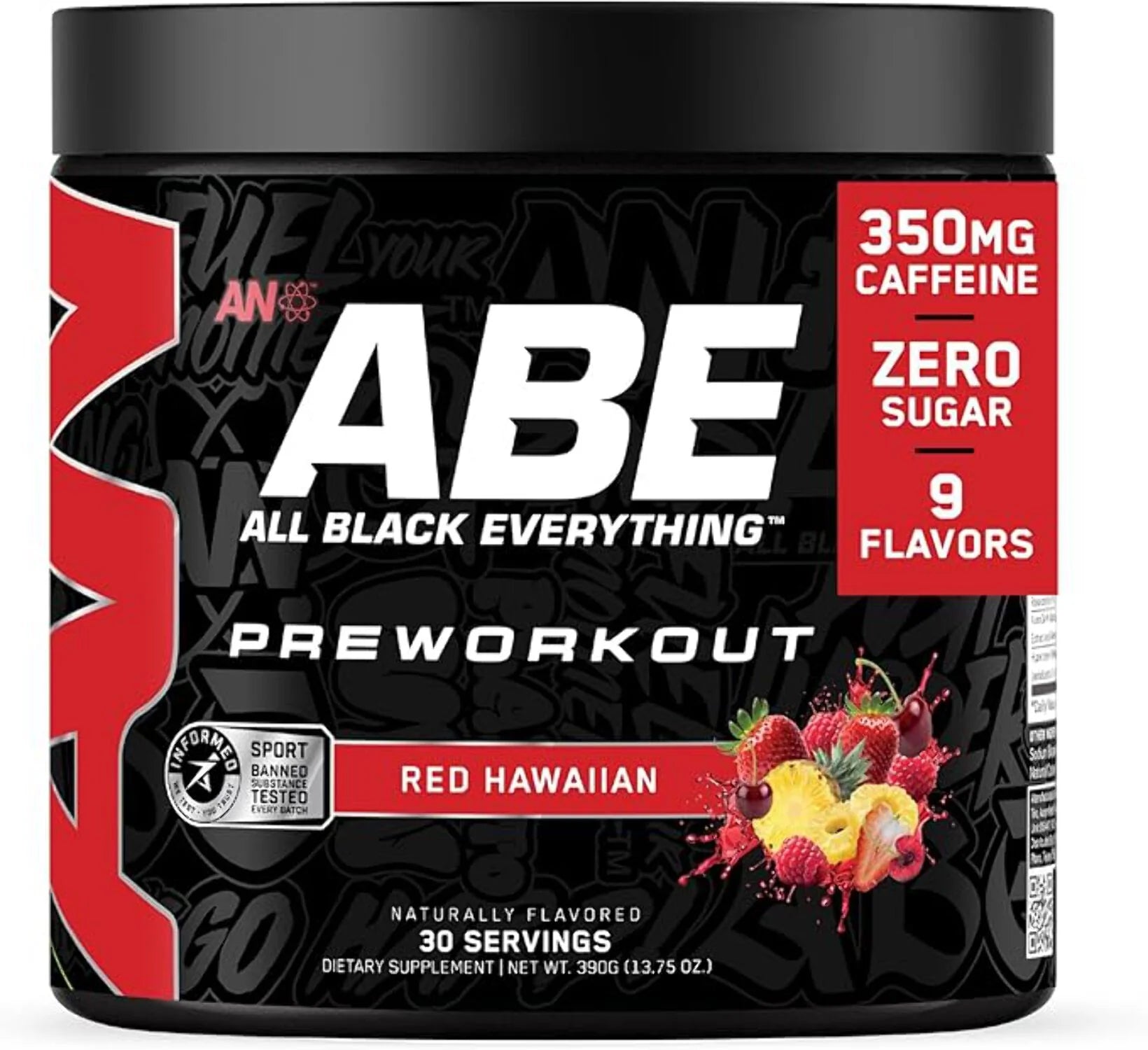 Pre Workout Powder - All Black Everything Pre Workout Energy Drink with Citrulline Malate & Beta Alanine | for Pump, Energy, Performance (30 Servings) (Sour Apple)