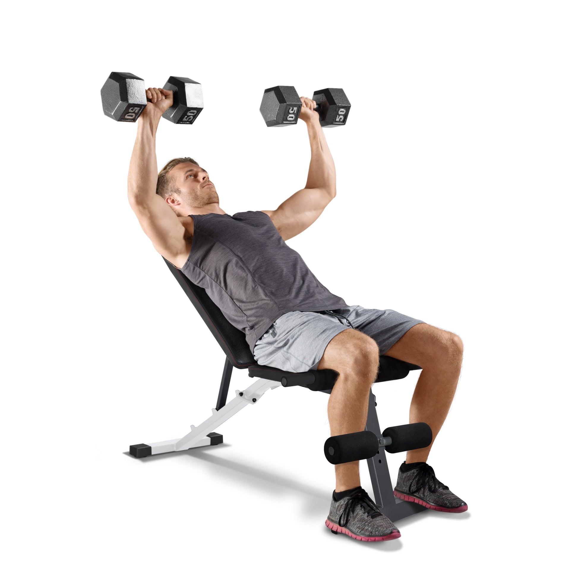 Strength Adjustable FID Weight Bench (600 Lb Weight acity), White