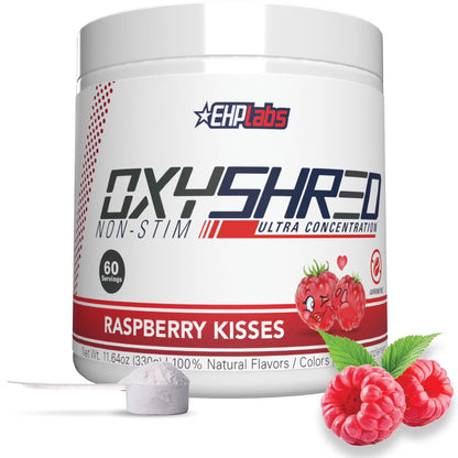 Oxyshred Non Stimulant Pre Workout Powder - Stim Free, Caffeine Free Preworkout for Men & Women - Non Stim Preworkout - Sugar Free Energy Powder - Raspberry, 60 Servings