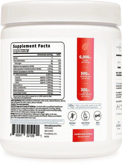 Ultra Clean Vegan BCAA Powder + Electrolytes (Tropical Punch | 6G)