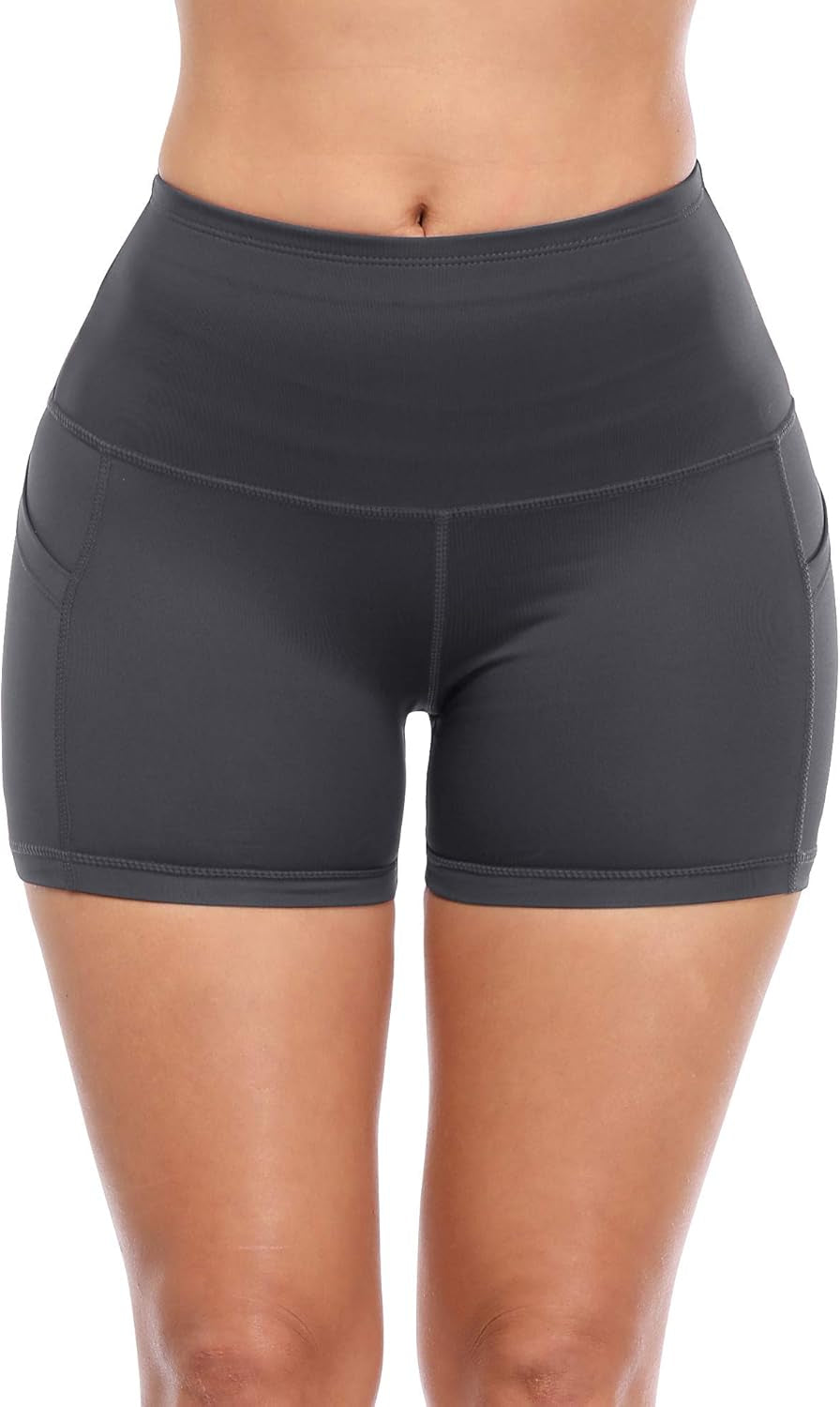 High Waist Athletic Shorts for Womens Yoga Fitness Running Shorts with Deep Pockets