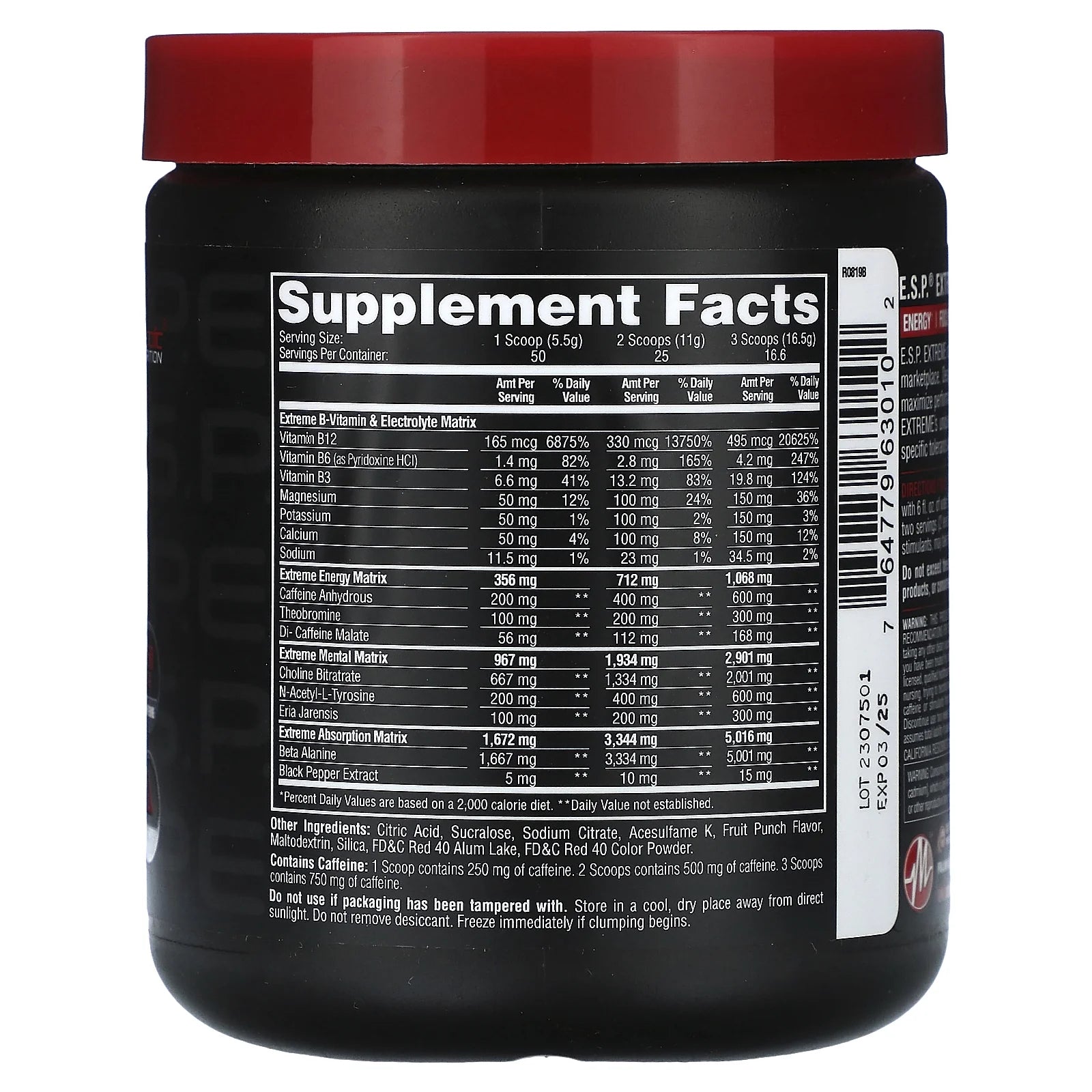 E.S.P. Extreme Energy Stimulant Pre-Workout, Fruit Punch, 10 Oz (275 G)