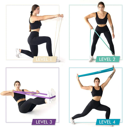 | Resistance Bands 4 Level Set | Durable Pull up Assist Mobility Bands | for Powerlifting, Stretching, Exercise, Fitness, Strength Training & Workout | Foam Handles & Door Mount Included