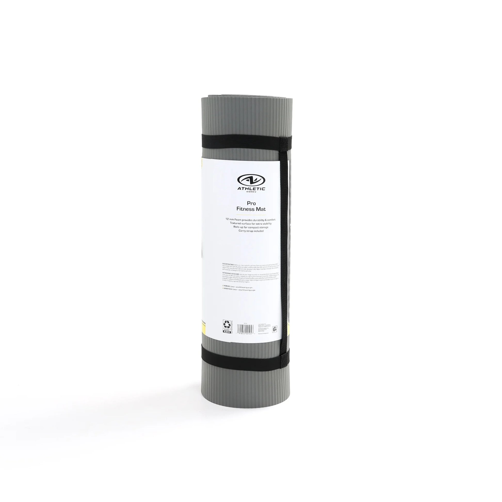 (3 Pack)  12Mm Fitness Mat, NBR Foam Gray Color, with Carry Strap, Size: 72Inx23.5Inx12Mm