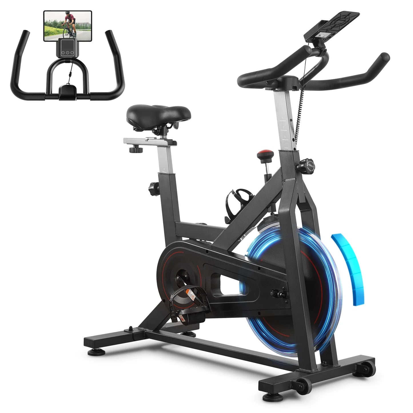 Exercise Bike Indoor Cycling Bike with 300Lbs Big Seat Cushion for Home Cardio Leg Workout