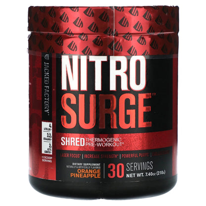 Nitro Surge, Shred Thermogenic Pre-Workout, Orange Pineapple, 7.4 Oz (210 G)