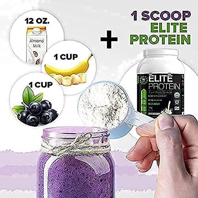 Elite Protein Powder - Vegan, Organic Plant Based Protein Powder, Pea and Hemp Protein, Muscle Recovery and Meal Replacement Protein Shake with 12 Kind Protein Bars (Vanilla - 1.24 Lbs)-Nature Fitness