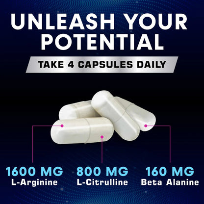 Extra Strength Nitric Oxide Supplement 3X Strength L Arginine, Citrulline Malate, AAKG, Beta Alanine - Premium Muscle Supporting Nitric Booster - Natural Energy & Heart Health Support - 180 CapsulesExtra Strength Nitric Oxide Supplement 3X Strength L Arginine, Citrulline Malate, AAKG, Beta Alanine - Premium Muscle Supporting Nitric Booster - Natural Energy & Heart Health Support - 180 Capsules
