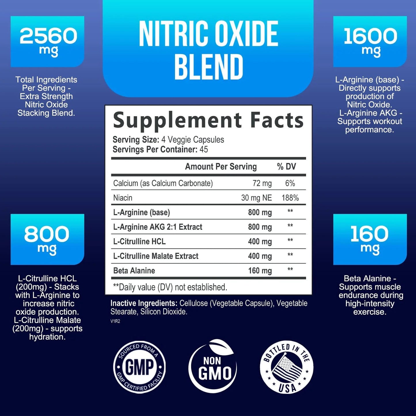 Extra Strength Nitric Oxide Supplement 3X Strength L Arginine, Citrulline Malate, AAKG, Beta Alanine - Premium Muscle Supporting Nitric Booster - Natural Energy & Heart Health Support - 180 CapsulesExtra Strength Nitric Oxide Supplement 3X Strength L Arginine, Citrulline Malate, AAKG, Beta Alanine - Premium Muscle Supporting Nitric Booster - Natural Energy & Heart Health Support - 180 Capsules