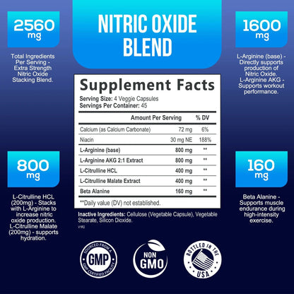 Extra Strength Nitric Oxide Supplement 3X Strength L Arginine, Citrulline Malate, AAKG, Beta Alanine - Premium Muscle Supporting Nitric Booster - Natural Energy & Heart Health Support - 180 CapsulesExtra Strength Nitric Oxide Supplement 3X Strength L Arginine, Citrulline Malate, AAKG, Beta Alanine - Premium Muscle Supporting Nitric Booster - Natural Energy & Heart Health Support - 180 Capsules