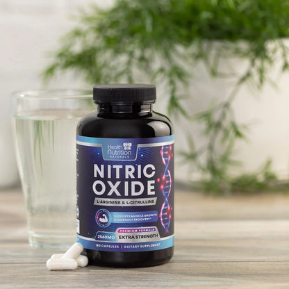 Extra Strength Nitric Oxide Supplement 3X Strength L Arginine, Citrulline Malate, AAKG, Beta Alanine - Premium Muscle Supporting Nitric Booster - Natural Energy & Heart Health Support - 180 CapsulesExtra Strength Nitric Oxide Supplement 3X Strength L Arginine, Citrulline Malate, AAKG, Beta Alanine - Premium Muscle Supporting Nitric Booster - Natural Energy & Heart Health Support - 180 Capsules