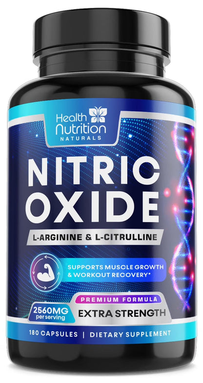 Extra Strength Nitric Oxide Supplement 3X Strength L Arginine, Citrulline Malate, AAKG, Beta Alanine - Premium Muscle Supporting Nitric Booster - Natural Energy & Heart Health Support - 180 CapsulesExtra Strength Nitric Oxide Supplement 3X Strength L Arginine, Citrulline Malate, AAKG, Beta Alanine - Premium Muscle Supporting Nitric Booster - Natural Energy & Heart Health Support - 180 Capsules