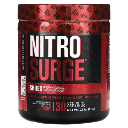 Nitrosurge Shred Pre Workout Supplement -30Sv, Black Cherry