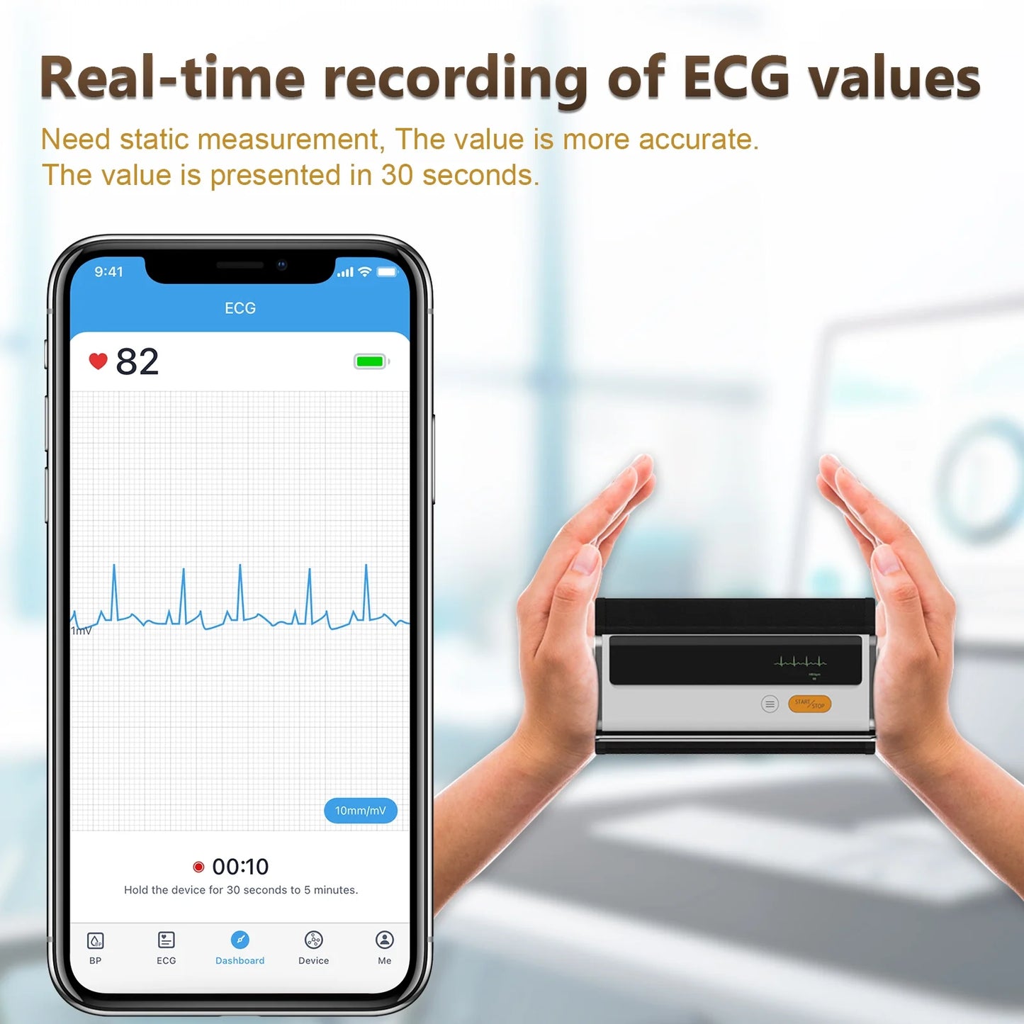 Blood Pressure Monitor + EKG, Upper Arm Cuff BP Machine, EKG ECG Monitor, Built-In Bluetooth with Free App, BP2