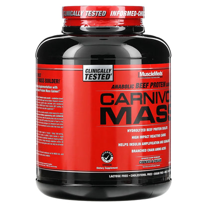 Carnivor Mass, Anabolic Beef Protein Gainer, Cookies & Cream, 5.8 Lbs (2,632 G)