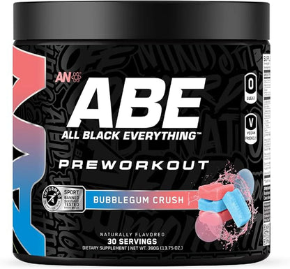 Pre Workout Powder - All Black Everything Pre Workout Energy Drink with Citrulline Malate & Beta Alanine | for Pump, Energy, Performance (30 Servings) (Bubblegum Crush)