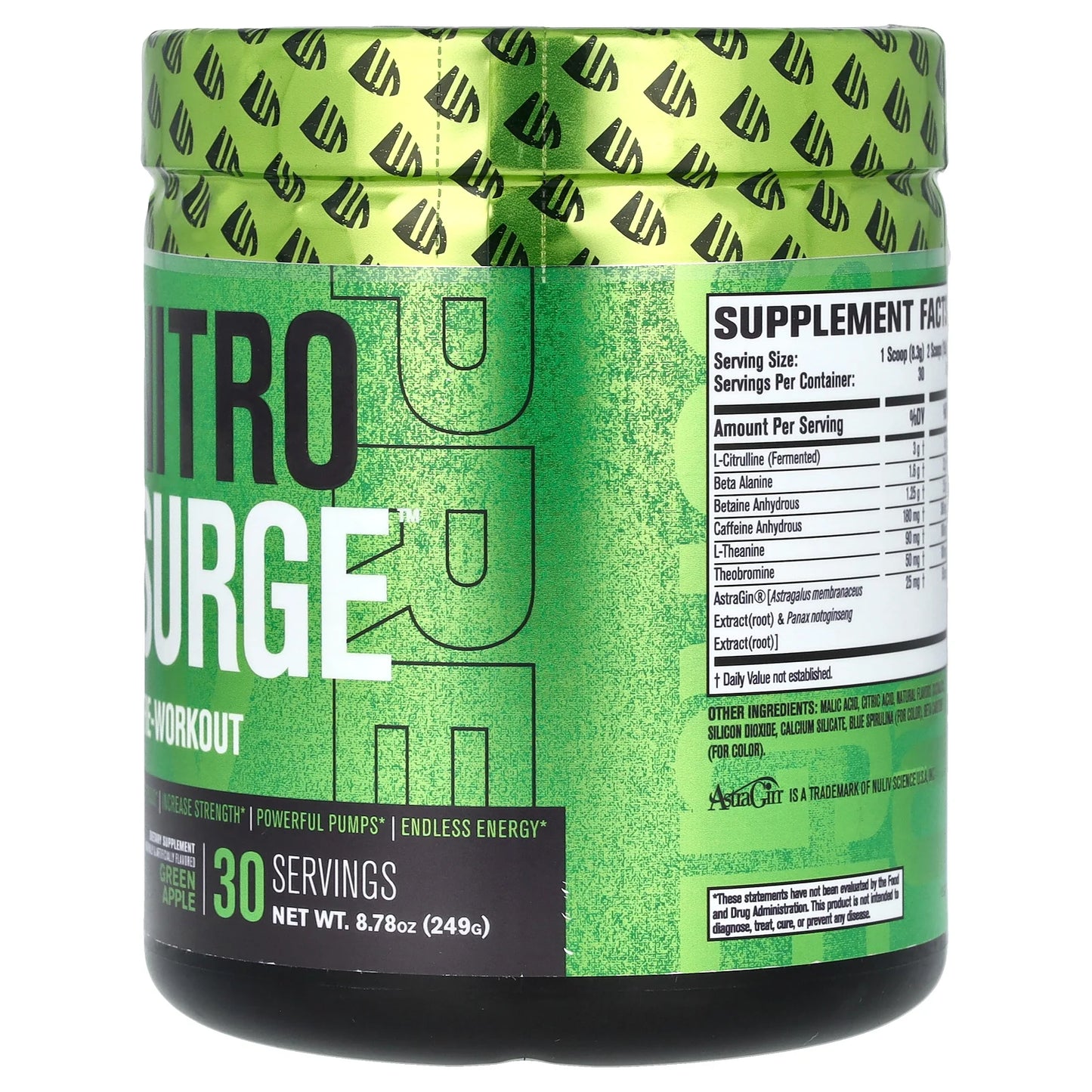 Nitro Surge, Pre-Workout, Green Apple, 8.78 Oz (249 G)