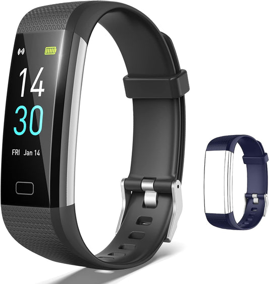 Fitness Tracker, Health Tracker,  Activity Tracker Waterproof with Connected GPS, 16 Sports Modes Step Counter for Women, Men, Gift (Black/Blue)-Nature Fitness
