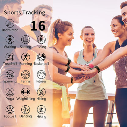 Fitness Tracker, Health Tracker,  Activity Tracker Waterproof with Connected GPS, 16 Sports Modes Step Counter for Women, Men, Gift (Black/Blue)-Nature Fitness