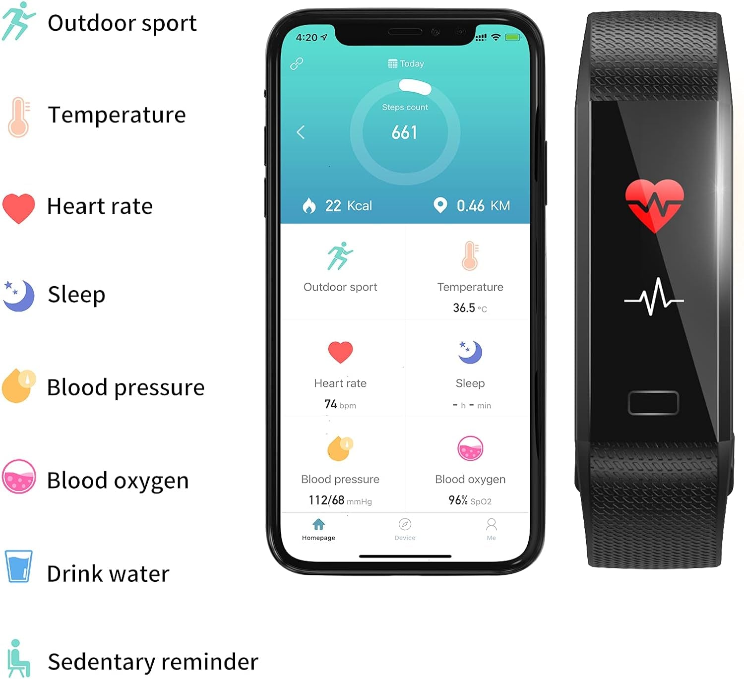 Fitness Tracker, Health Tracker,  Activity Tracker Waterproof with Connected GPS, 16 Sports Modes Step Counter for Women, Men, Gift (Black/Blue)-Nature Fitness