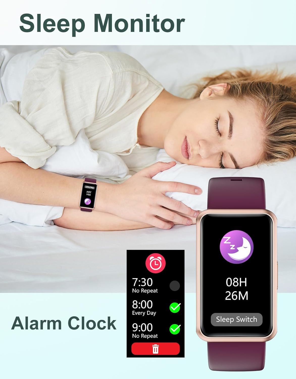 Fitness Tracker No Bluetooth No APP No Phone Needed, Fitness Watch for Men Women Parents IP68 Waterproof with Full Touch Screen Steps Calories Counter Sleep Tracker Alarm Clocks (Purple)Fitness Tracker No Bluetooth No APP No Phone Needed, Fitness Watch for Men Women Parents IP68 Waterproof with Full Touch Screen Steps Calories Counter Sleep Tracker Alarm Clocks (Purple)