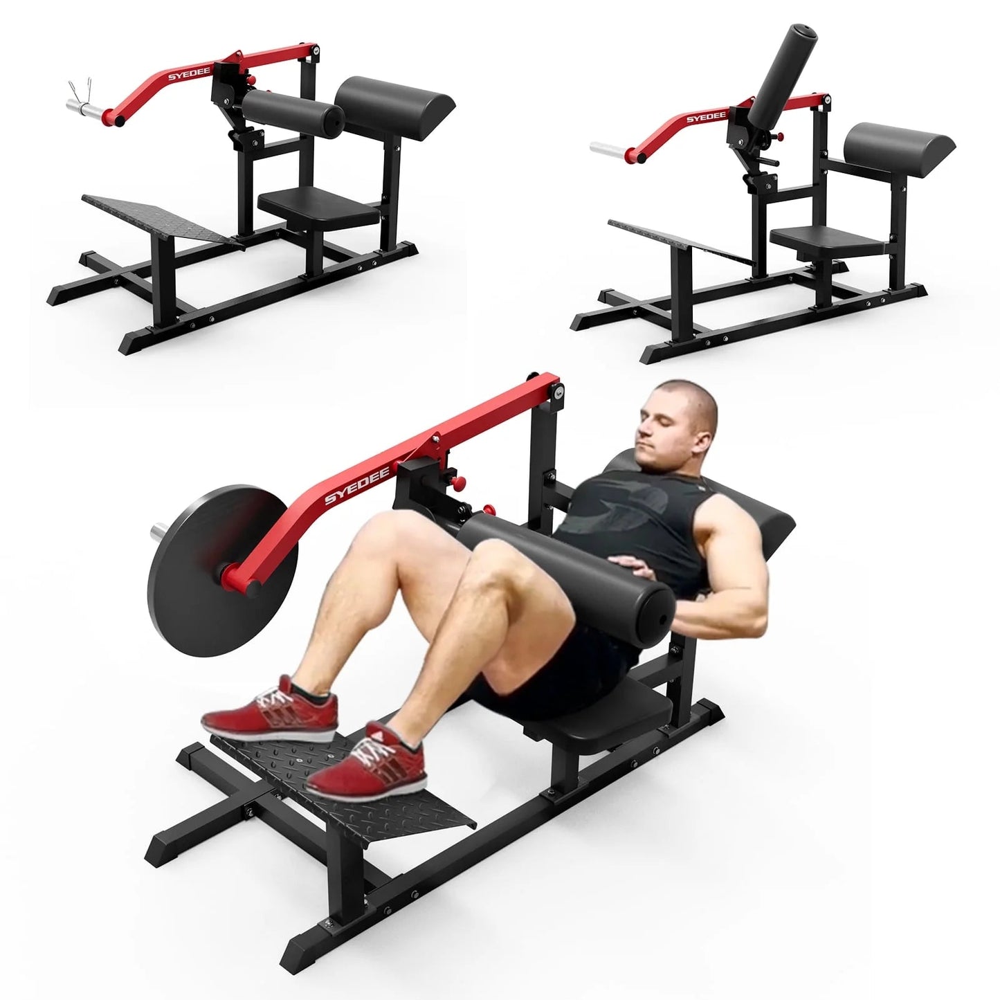 Hip Thrust Machine, Plate - Loaded Glute Bridge Machine with Blanced Hip Pad, Butt Exercise Workout Equipment with 3 Adjustable Height PositionsHip Thrust Machine, Plate - Loaded Glute Bridge Machine with Blanced Hip Pad, Butt Exercise Workout Equipment with 3 Adjustable Height Positions