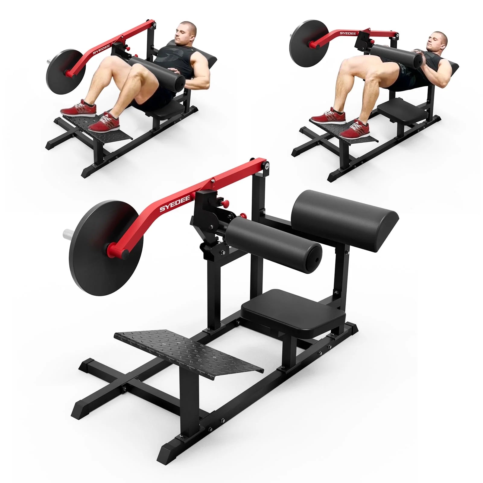 Hip Thrust Machine, Plate - Loaded Glute Bridge Machine with Blanced Hip Pad, Butt Exercise Workout Equipment with 3 Adjustable Height PositionsHip Thrust Machine, Plate - Loaded Glute Bridge Machine with Blanced Hip Pad, Butt Exercise Workout Equipment with 3 Adjustable Height Positions