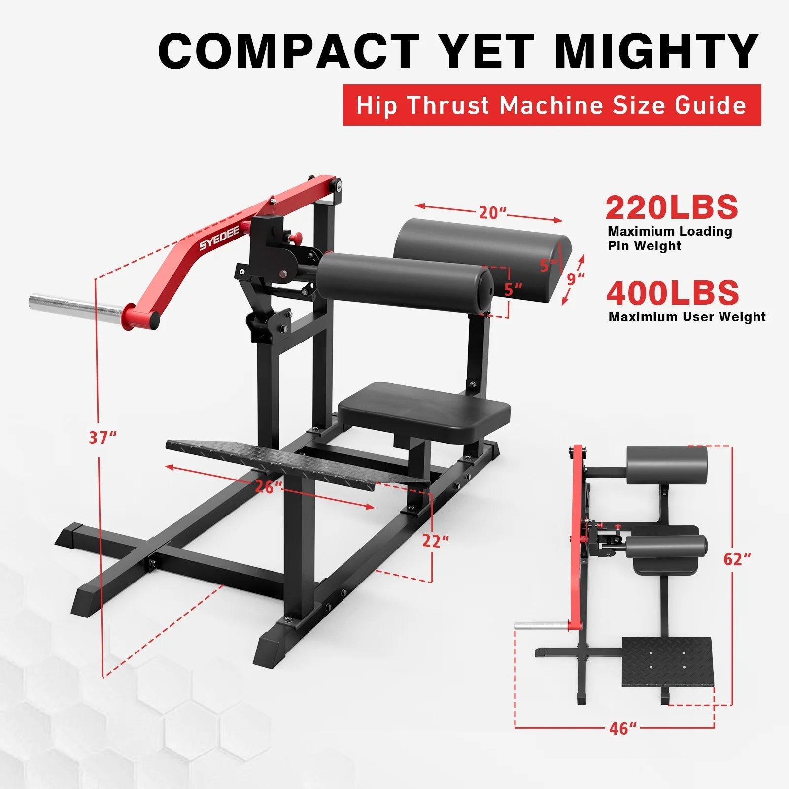Hip Thrust Machine, Plate - Loaded Glute Bridge Machine with Blanced Hip Pad, Butt Exercise Workout Equipment with 3 Adjustable Height PositionsHip Thrust Machine, Plate - Loaded Glute Bridge Machine with Blanced Hip Pad, Butt Exercise Workout Equipment with 3 Adjustable Height Positions