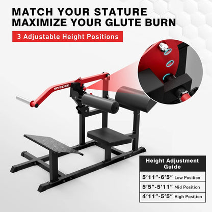 Hip Thrust Machine, Plate - Loaded Glute Bridge Machine with Blanced Hip Pad, Butt Exercise Workout Equipment with 3 Adjustable Height PositionsHip Thrust Machine, Plate - Loaded Glute Bridge Machine with Blanced Hip Pad, Butt Exercise Workout Equipment with 3 Adjustable Height Positions