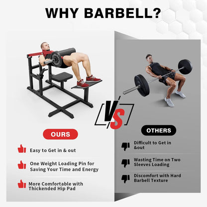 Hip Thrust Machine, Plate - Loaded Glute Bridge Machine with Blanced Hip Pad, Butt Exercise Workout Equipment with 3 Adjustable Height PositionsHip Thrust Machine, Plate - Loaded Glute Bridge Machine with Blanced Hip Pad, Butt Exercise Workout Equipment with 3 Adjustable Height Positions