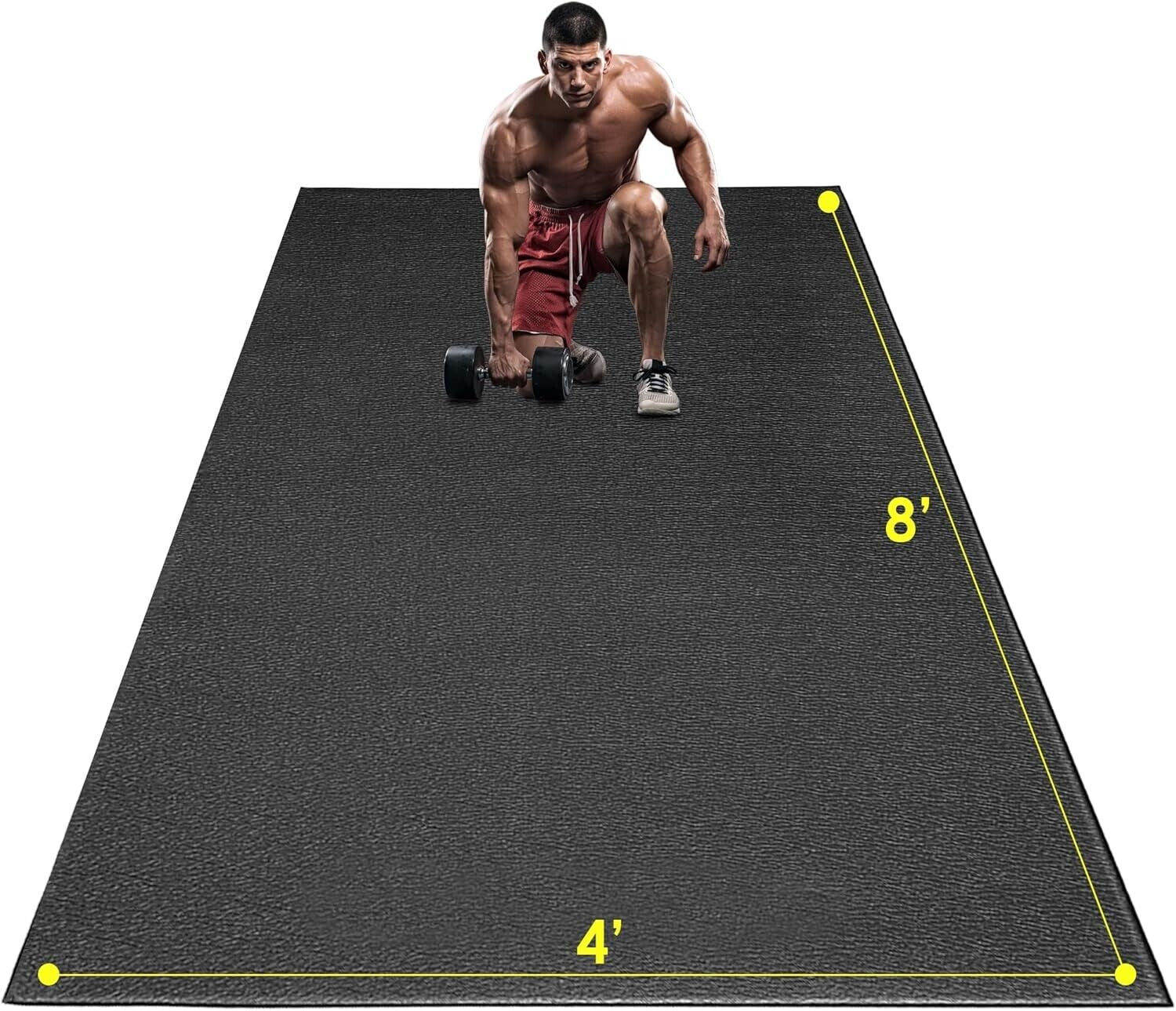 Large Exercise Mat, 8' X 4'X 1/4" Extra Durable Workout Mats for Home Gym Flo...-Nature Fitness