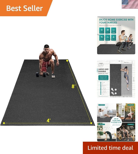 Large Exercise Mat, 8' X 4'X 1/4" Extra Durable Workout Mats for Home Gym Flo...-Nature Fitness
