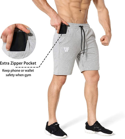 Mens Gym Running Shorts, Workout Athletic Bodybuilding Fitness Shorts with Zip PocketsMens Gym Running Shorts, Workout Athletic Bodybuilding Fitness Shorts with Zip Pockets