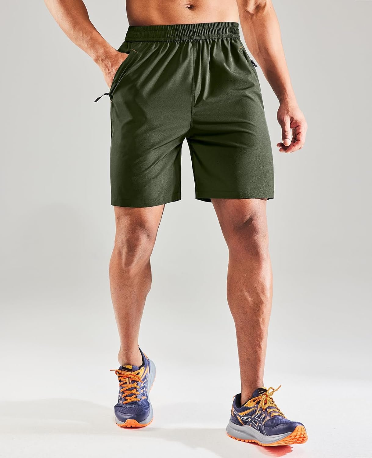 Men'S Quick Dry Running Shorts with Zipper Pocket, Elastic Waist Athletic Workout Exercise Fitness Shorts, 7 InchMen'S Quick Dry Running Shorts with Zipper Pocket, Elastic Waist Athletic Workout Exercise Fitness Shorts, 7 Inch