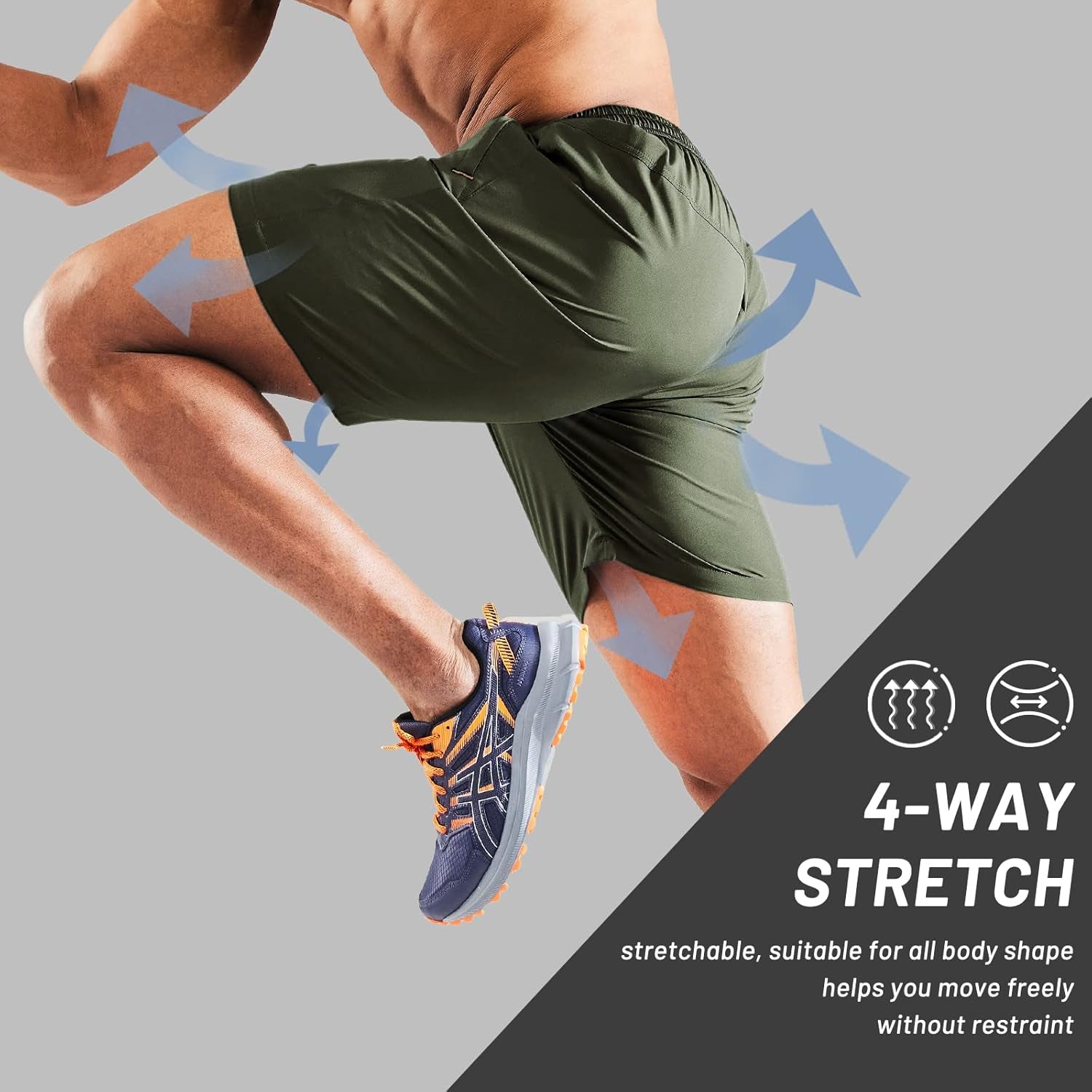 Men'S Quick Dry Running Shorts with Zipper Pocket, Elastic Waist Athletic Workout Exercise Fitness Shorts, 7 InchMen'S Quick Dry Running Shorts with Zipper Pocket, Elastic Waist Athletic Workout Exercise Fitness Shorts, 7 Inch
