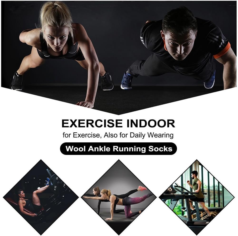 Merino Wool Compression Support Ankle Running Hiking Socks for Men Women, Soft Thick Cushion Tab Socks 3/6 PairsMerino Wool Compression Support Ankle Running Hiking Socks for Men Women, Soft Thick Cushion Tab Socks 3/6 Pairs