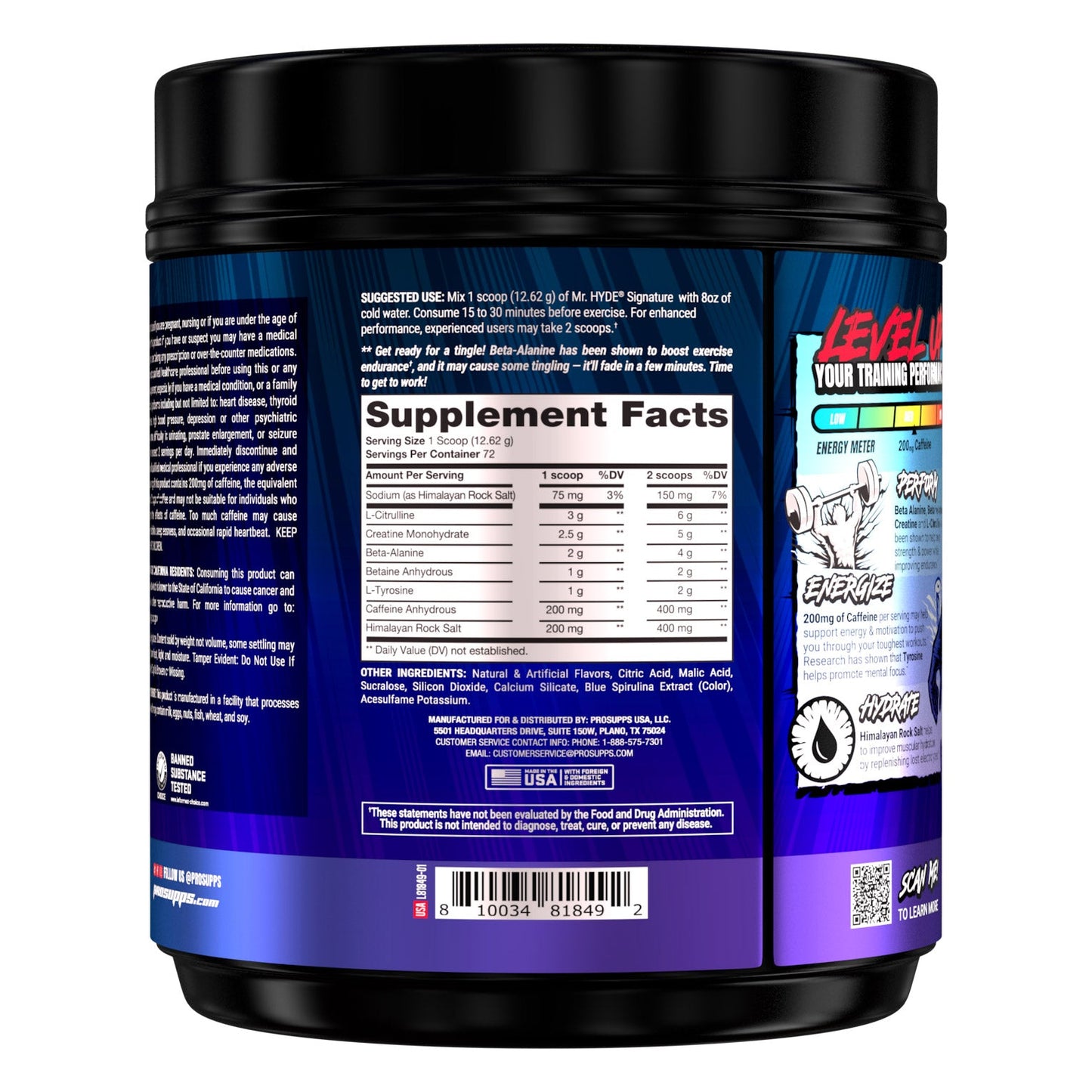 Mr. Hyde Signature Pre - Workout Blue Razz with Creatine, 72 ServingsMr. Hyde Signature Pre - Workout Blue Razz with Creatine, 72 Servings