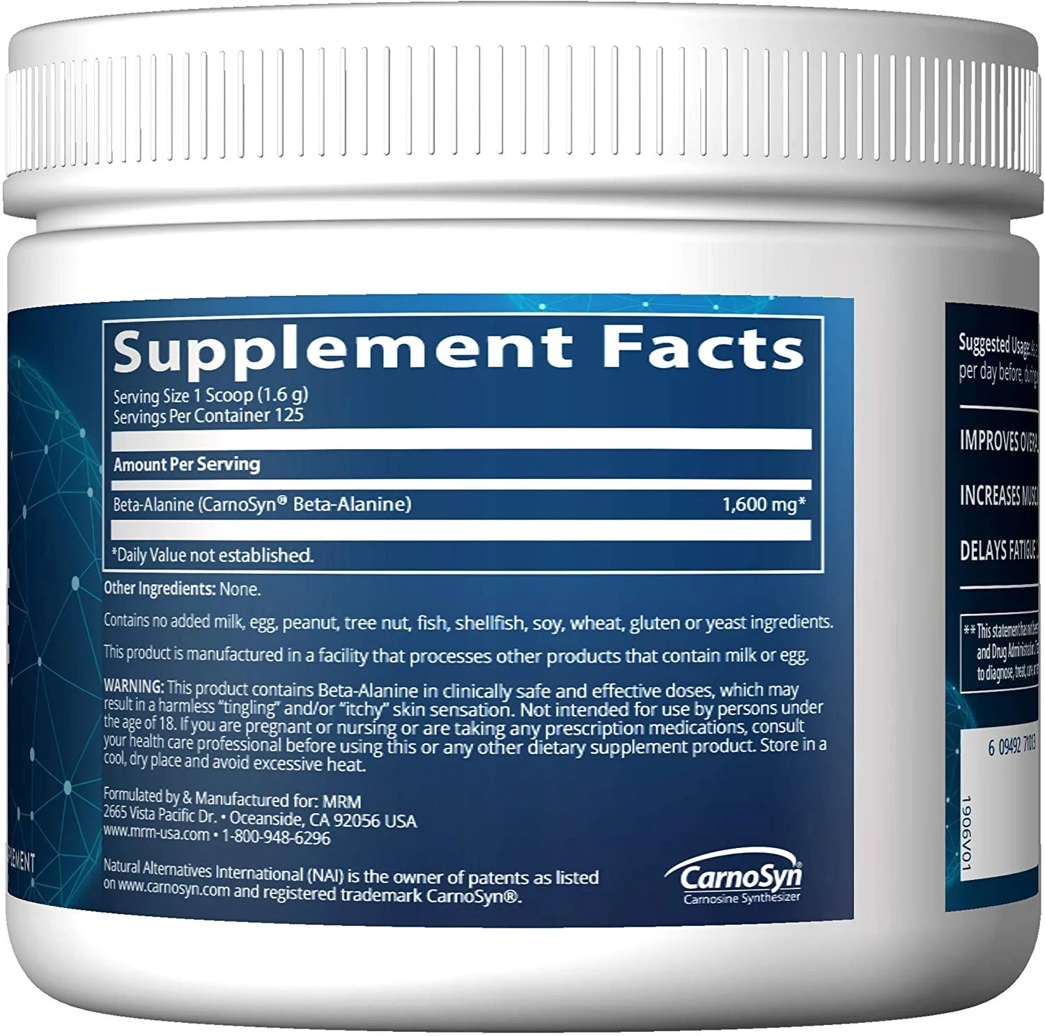 MRM (Metabolic Response Modifiers) Beta - Alanine 200 Gm (7.05 Oz) PowderMRM (Metabolic Response Modifiers) Beta - Alanine 200 Gm (7.05 Oz) Powder