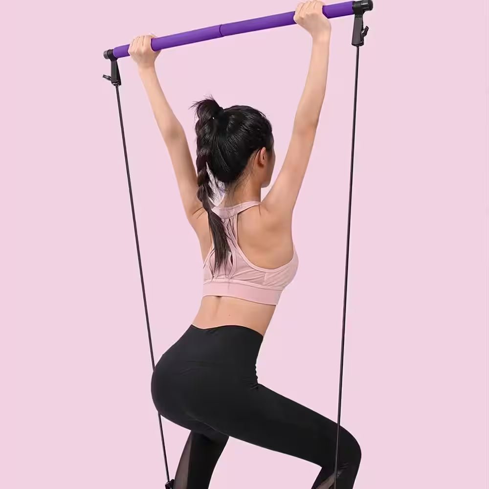 Multifunctional Resistance Band Bar Pilates Bar in Purple, Home Fitness Workout Accessories (1-Pack)-Nature Fitness