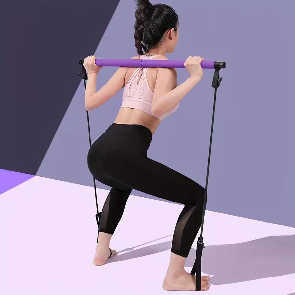 Multifunctional Resistance Band Bar Pilates Bar in Purple, Home Fitness Workout Accessories (1-Pack)-Nature Fitness