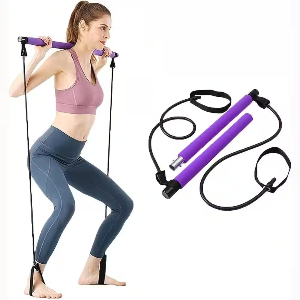 Multifunctional Resistance Band Bar Pilates Bar in Purple, Home Fitness Workout Accessories (1-Pack)-Nature Fitness