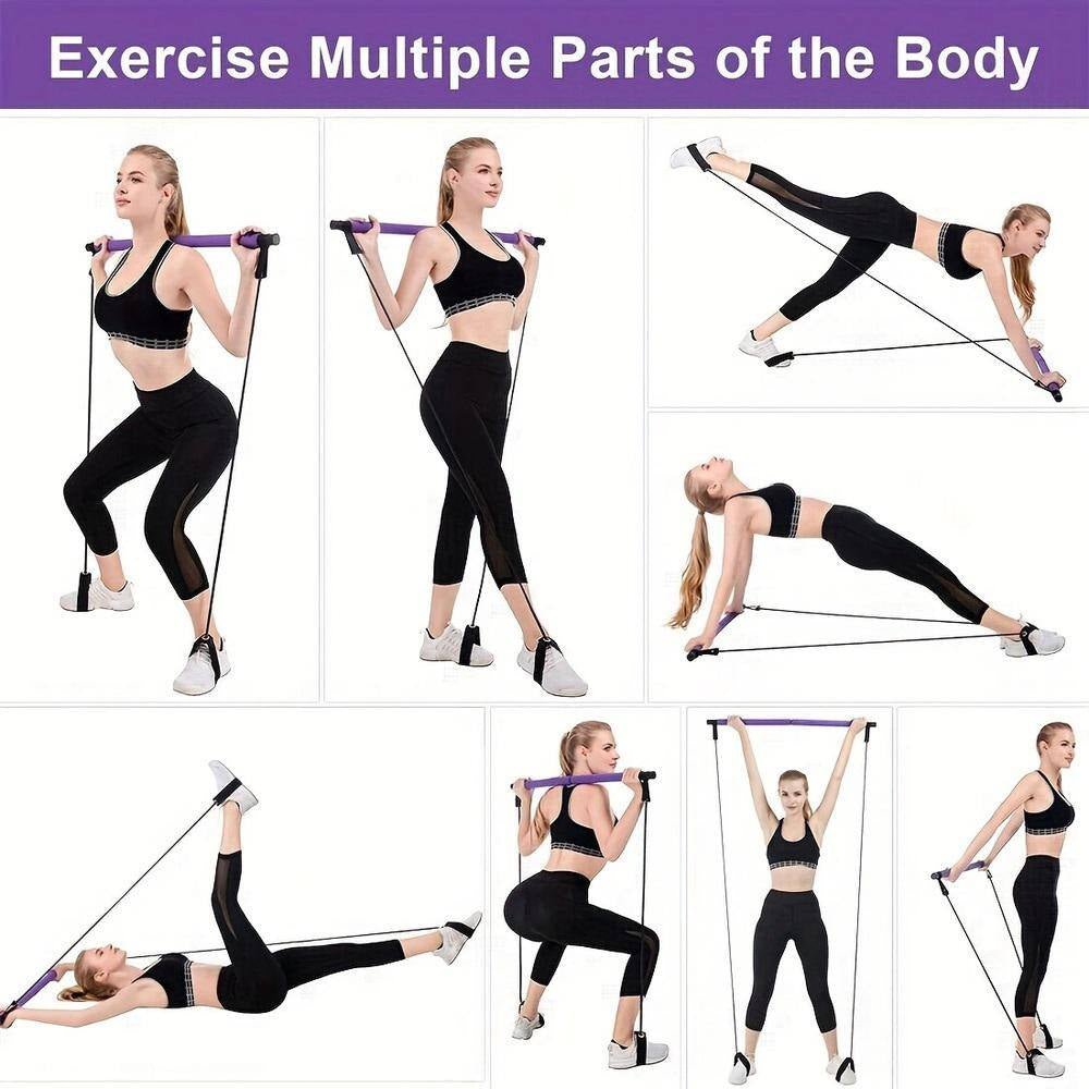 Multifunctional Resistance Band Bar Pilates Bar in Purple, Home Fitness Workout Accessories (1-Pack)-Nature Fitness