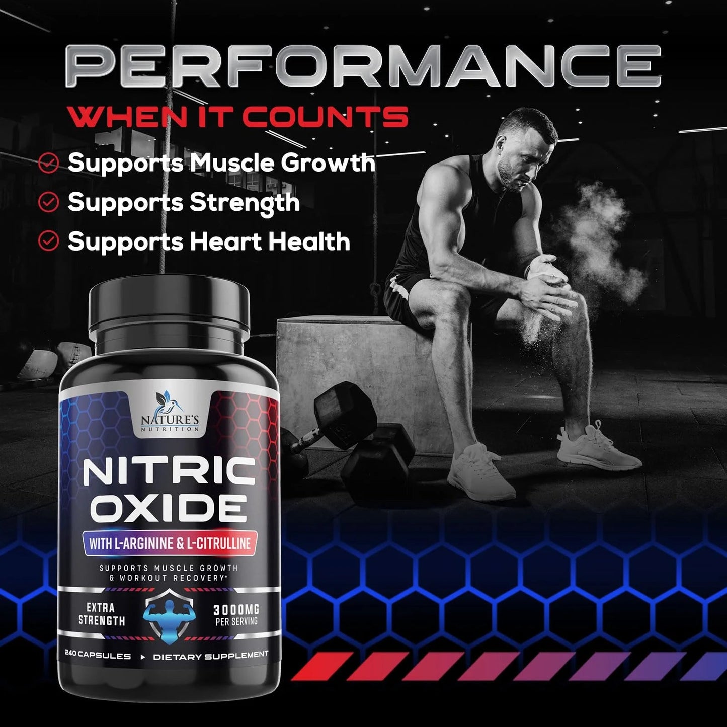 Nitric Oxide Booster Extra Strength 3000Mg - L Arginine 3X Strength Nitric Oxide Supplements for Men and Women, Citrulline, Supports Muscle, Heart Health & Energy Supplement, Non - Gmo - 240 CapsulesNitric Oxide Booster Extra Strength 3000Mg - L Arginine 3X Strength Nitric Oxide Supplements for Men and Women, Citrulline, Supports Muscle, Heart Health & Energy Supplement, Non - Gmo - 240 Capsules