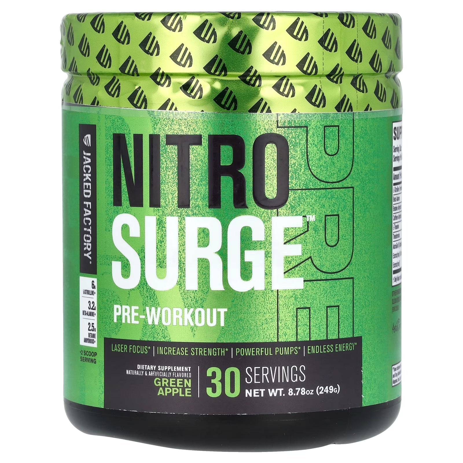 Nitro Surge, Pre - Workout, Green Apple, 8.78 Oz (249 G)Nitro Surge, Pre - Workout, Green Apple, 8.78 Oz (249 G)