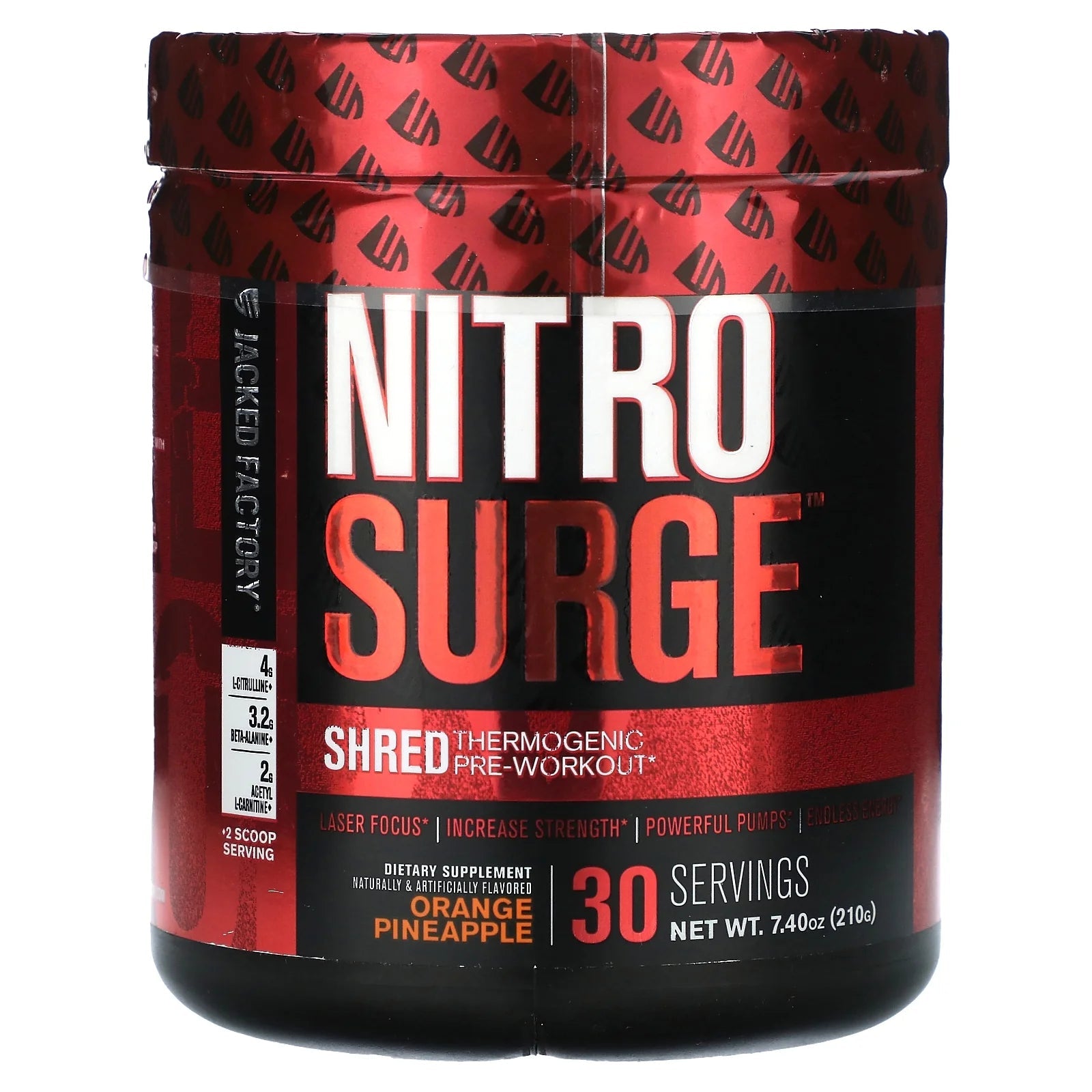 Nitro Surge, Shred Thermogenic Pre - Workout, Orange Pineapple, 7.4 Oz (210 G)Nitro Surge, Shred Thermogenic Pre - Workout, Orange Pineapple, 7.4 Oz (210 G)